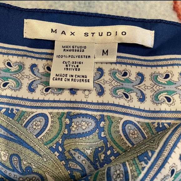 Max Studio | Short Flowy Blouson Handkerchief Dress w/ Boho Pattern M - Picture 9 of 13